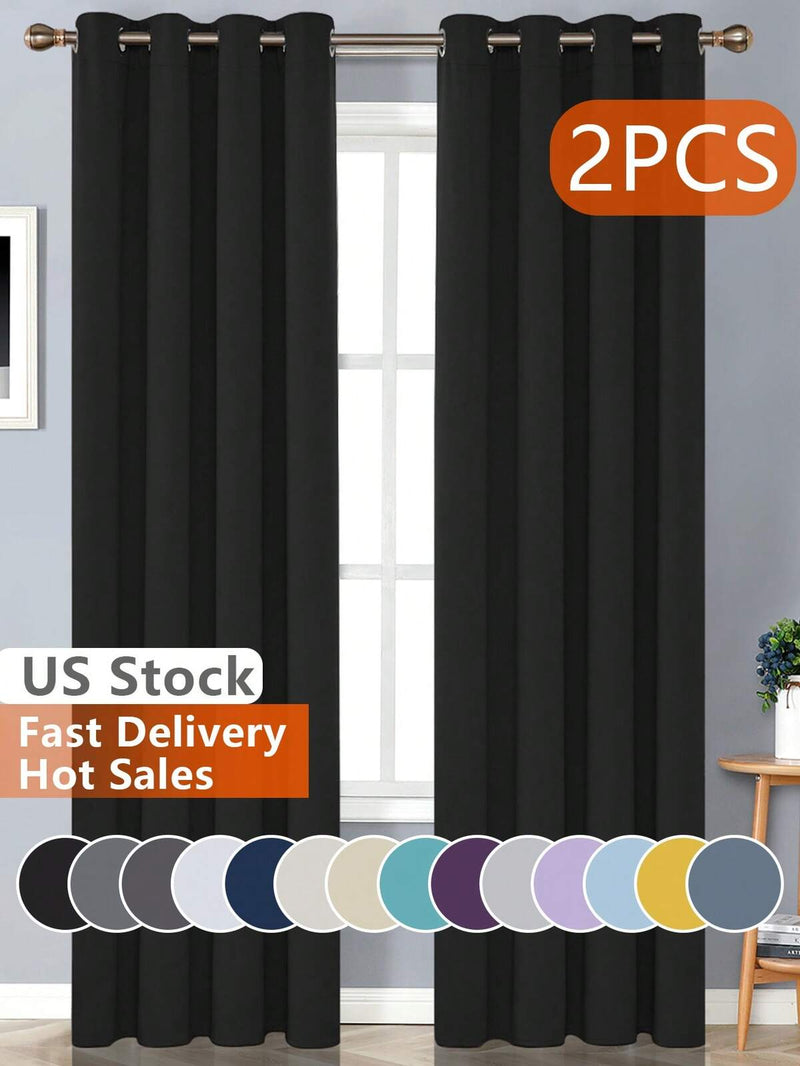 Estelar Textiler 2pcs Yellow Thermal Blackout Curtains, Soundproof Window Curtains, Suitable For Balcony Door