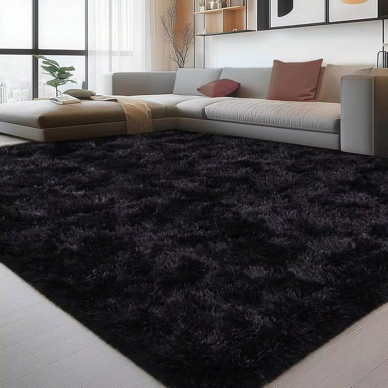 Large Area Rug For Living Room & Bedroom – Bohemian Imitation Cashmere Rug, Washable Fluffy Carpet, Plush Aesthetic Throw Rug, Non-Slip Rubber Backing, Durable Edge Stitching – Cozy Minimalist Decor – Great Gift For Halloween