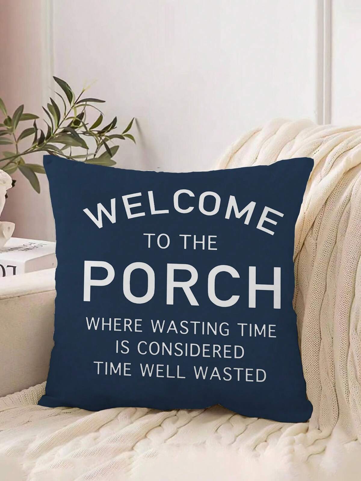 18x18 Inch Country Farmhouse Pillow Case 1pc "Welcome To The Porch" Polyester Cushion Cover With Zipper Closure, Machine Washable, Suitable For Porch, Patio, Sofa Or Chair Outdoor/Indoor Decoration (Pillow Insert Not Included)