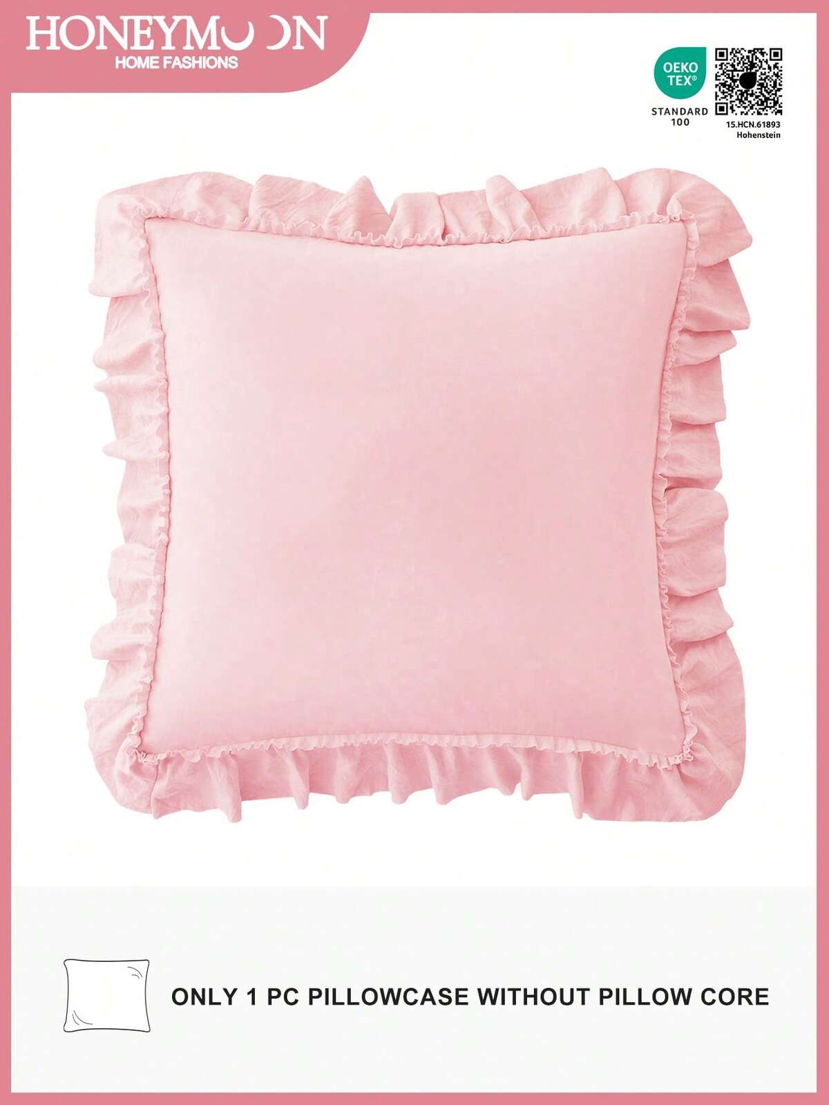 1pc Romantic French Ruffled Quilted Envelope Pillow Cover (Pillow Insert Not Included), Fashionable & Romantic Decorative Throw Pillow Case For Bedroom/Dorm/Sofa, Ideal Gift For Couples & Friends. Machine Washable, Oeko-Tex Certified. Dusty Pink