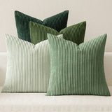 4pcs Bohemian Countryside Style Cushion Covers, Gray-Green Modern Nordic Soft Corduroy Throw Pillow Covers, Spring Home Decor For Sofa, Bed, Living Room (4-Piece Set)
