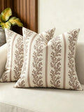 1pc Vintage Throw Pillow Covers, Striped Floral Pillow Cover Botanical Patterned Decorative Cushion Covers Modern Farmhouse Home Decor For Sofa Couch Bed Living Room