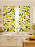 2pcs, Printed Rod Blinds, Polyester Semi-Blackout Blinds, Lemon Floral Pattern, Fresh And Pastoral Style, Suitable For Dormitory, Kitchen, And Room Decoration, Window Curtain Panels, Applicable To Living Room, Bedroom, Balcony, And Kitchen.